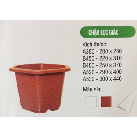 Chậu nhựa lục giác FA380 đường kính 28cm màu đỏ vân gạch dày loại 1 - Trang Flower