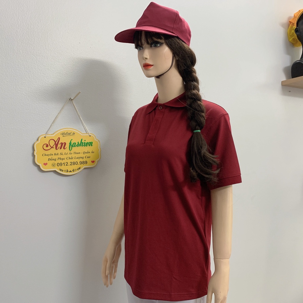 Áo polo màu đỏ đô mặc sáng da vải poly Thái cao cấp cho nam nữ _ Hình chụp thật