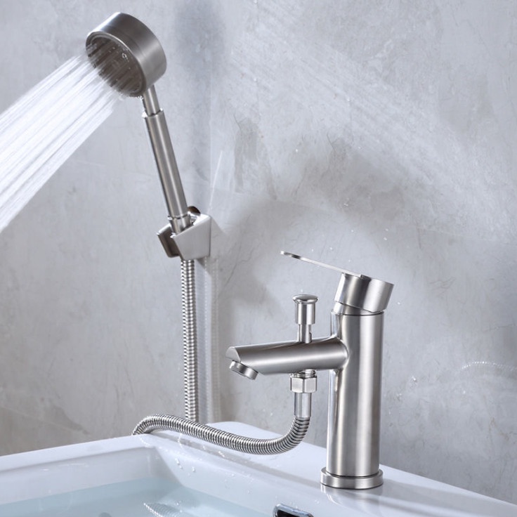 Vòi rửa lavabo kiêm sen tắm nóng lạnh cao cấp inox 304 kèm vòi hoa sen tăng áp SNL42-VHS08 tặng đôi dây cấp nước inox