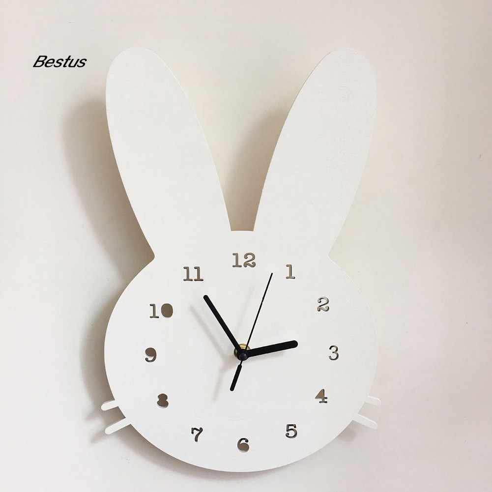 Đồng hồ gắn tường hình con thỏ bằng gỗ dễ thương