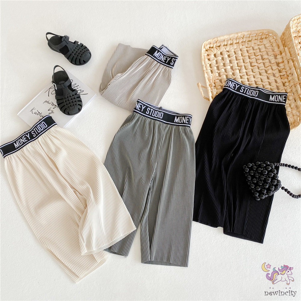 Quần dài ống rộng in chữ phong cách Hàn Quốc thời trang cho bé gái