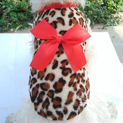 Quần Áo Không Tay Hoạ Tiết Da Báo Gắn Nơ Dễ Thương Cho Thú Cưng