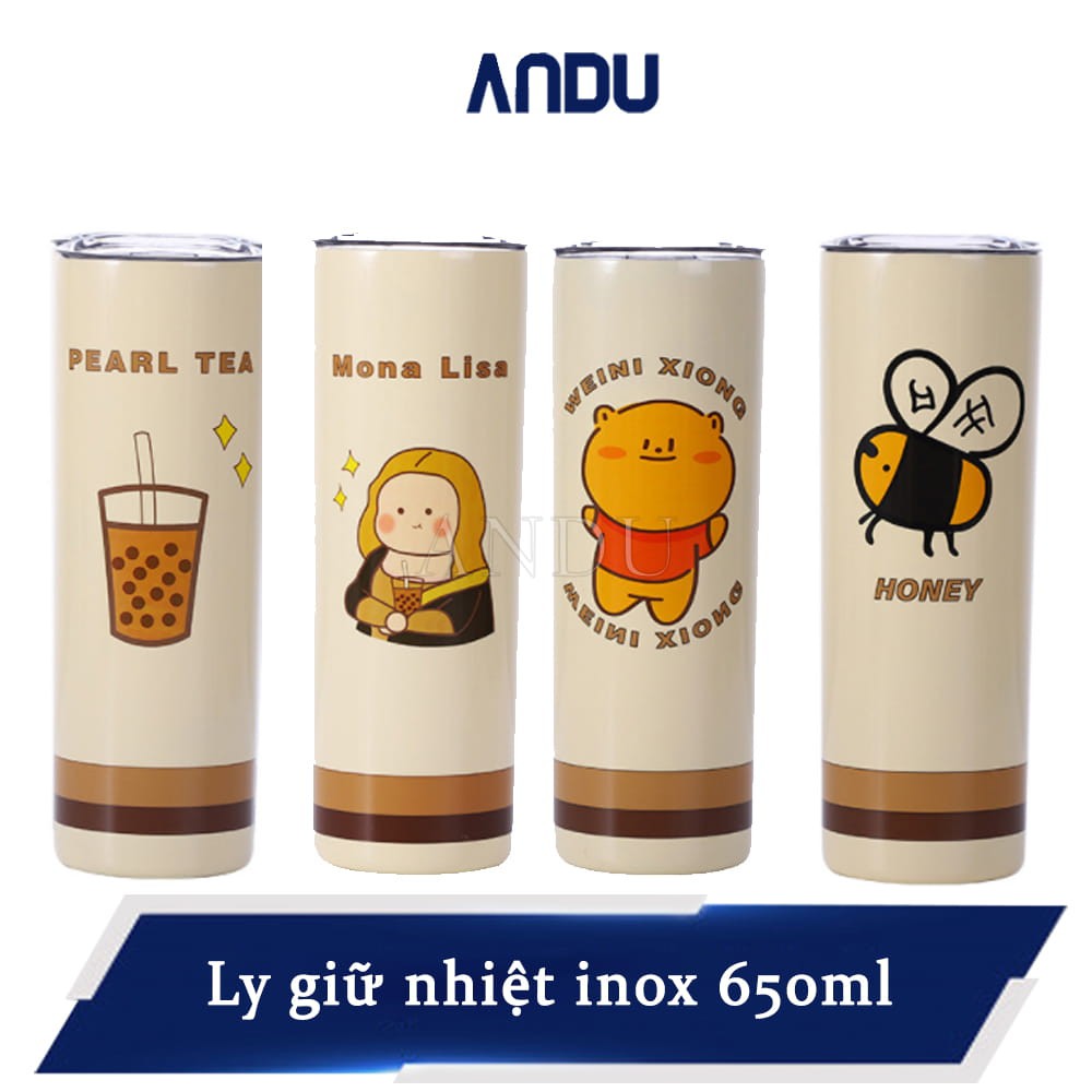 Ly Giữ Nhiệt Chống Va Đập Họa Tiết Bình Giữ Nhiệt Inox An Toàn Dung Tích 650ml Siêu Hot