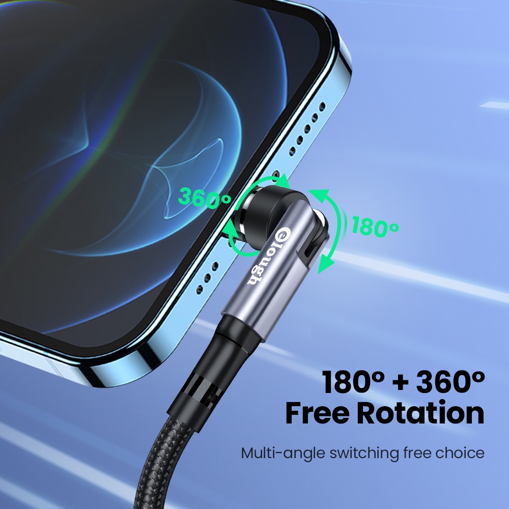 Dây Cáp Sạc Nhanh 540 Độ 3A QC 3.0 Micro USB Type C Cho Điện Thoại 3 Trong 1