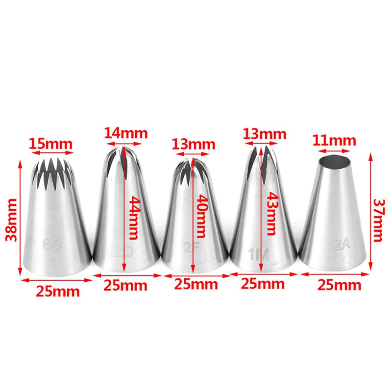 HL Bộ 5 Đuôi Bắt Bông Kem Bằng Thép Không Gỉ