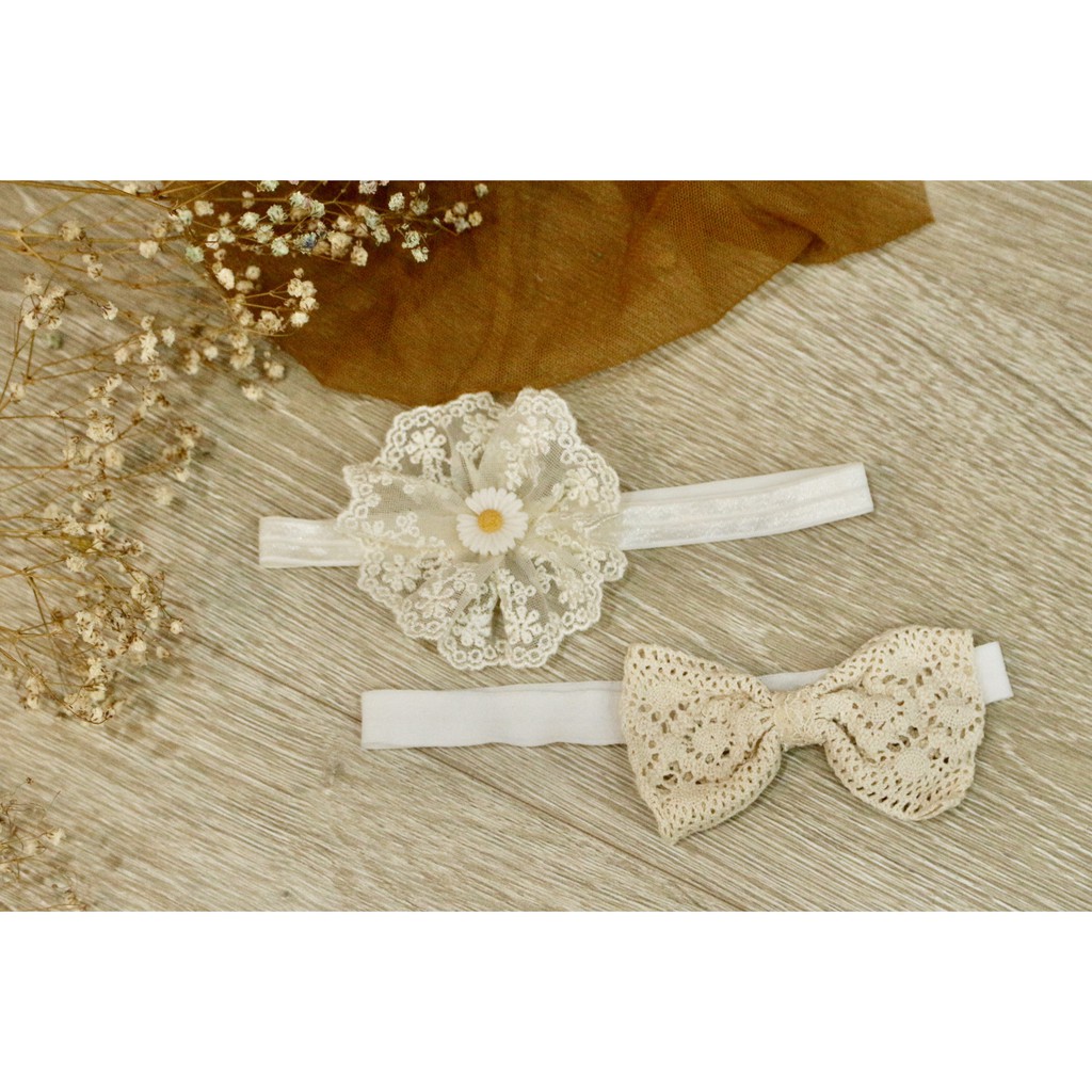 Mẫu hoa vintage cho bé xinh - Turban, Kẹp, Bờm - Cho bé từ 0 tháng tuổi.
