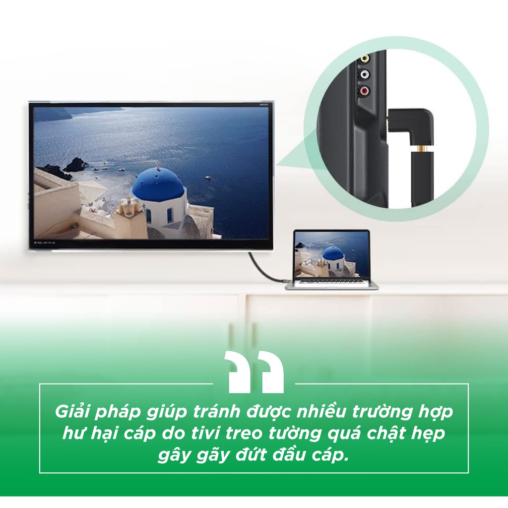 Đầu nối cổng HDMI male sang HDMI female vuông góc 90 độ UGREEN 20109  - Hàng phân phối chính hãng - Bảo hành 18 tháng