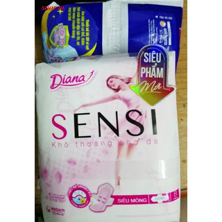 [KÈM QUÀ TẶNG] Băng Vệ Sinh Diana Sensi Siêu Mỏng Cánh (Gói 8 Miếng) - Đặc biệt tặng kèm 2 miềng bvs seni night 29cm
