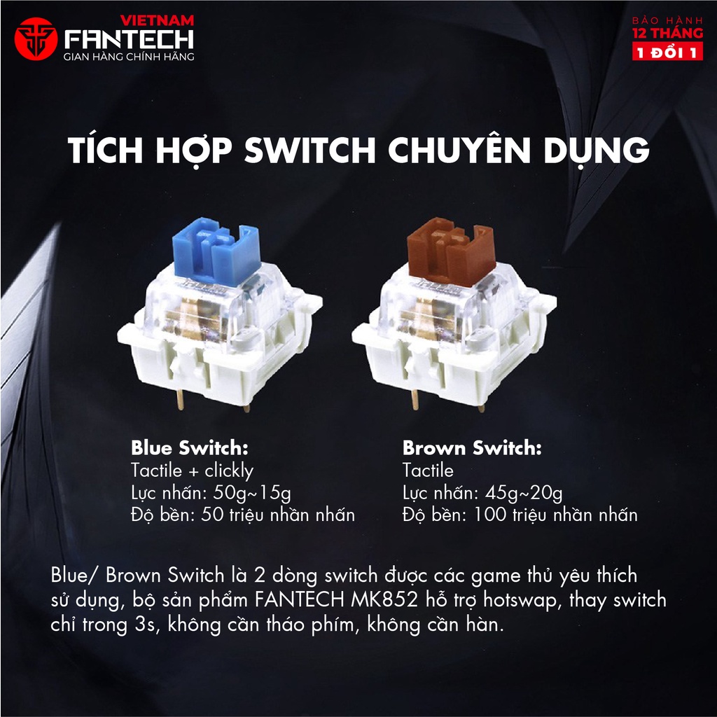Bàn Phím chơi Game Bàn Phím Quang cho game thủ có 2 loại switch lựa chọn Fantech MK851 - Hàng chính hãng
