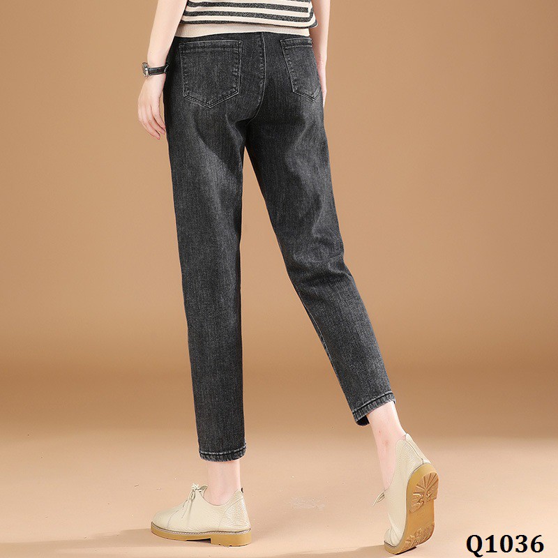 Q1036 - ENDA KISUHI Quần Jeans Lưng Thun Wash Chữ