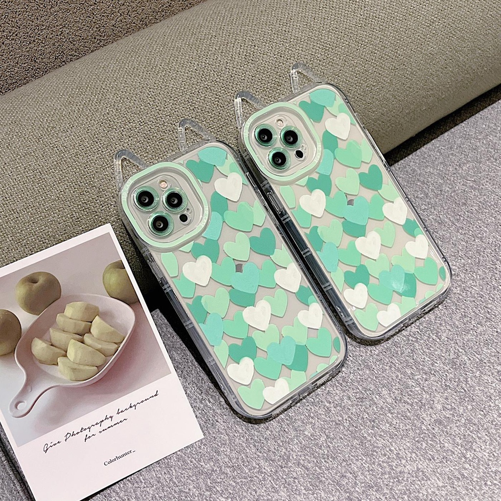 Ốp Điện Thoại Silicon TPU Mềm Trong Suốt Hình Tai Mèo 3D Cho iPhone 11 12 13 Pro Max XR X XS Max