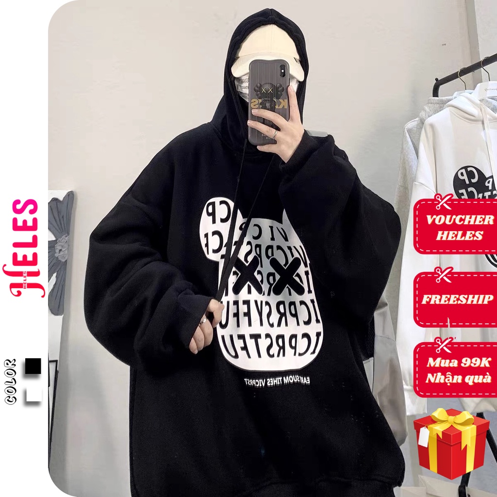 Áo hoodie nỉ form rộng kiểu sweater unisex phong cách Ulzzang Hàn Quốc, áo nỉ nam nữ RICK HELES K02