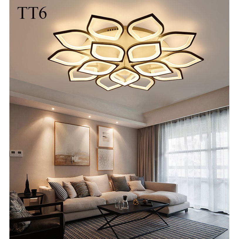 Đèn ốp trần đèn áp trần trang trí phòng khách phòng ngủ có kèm điều khiển từ xa phân tầng 3 chế độ sáng mẫu TT3 và TT6