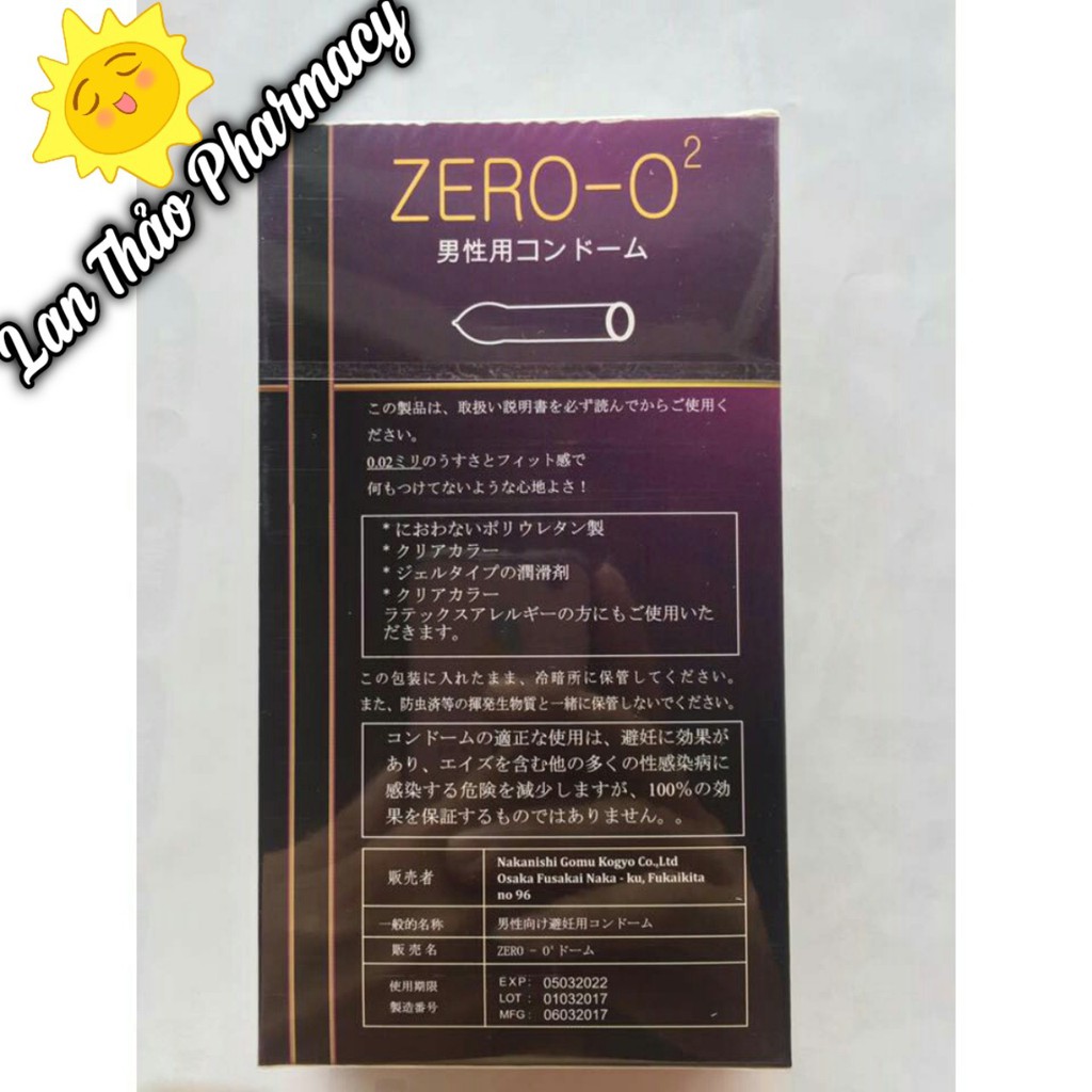 Bao cao su Zero O2 Nhật Bản siêu mỏng giá tốt