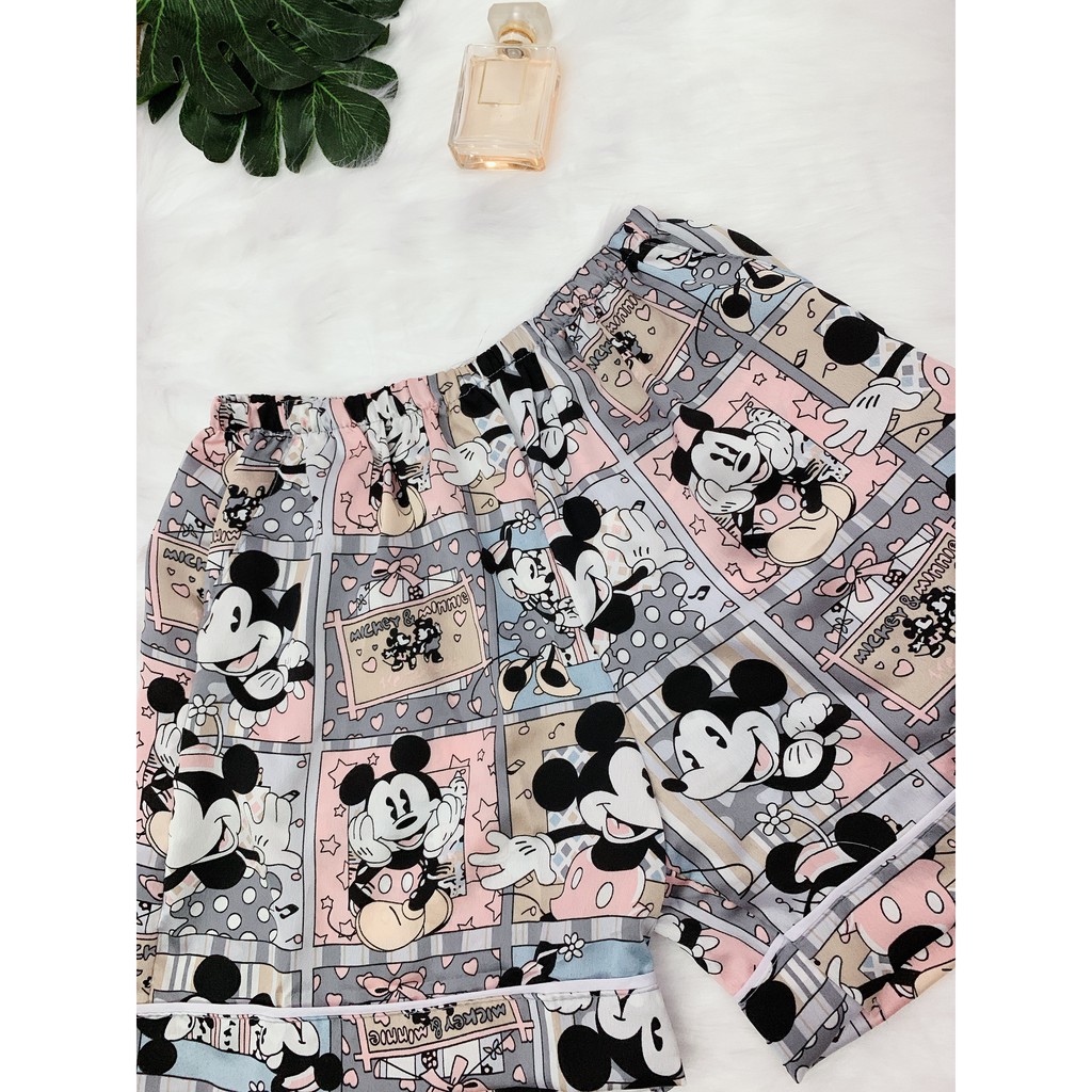 [Pijama]  Bộ cộc mickey chất lụa trẻ trung | BigBuy360 - bigbuy360.vn