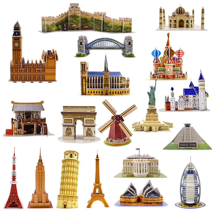 Bộ Đồ Chơi Xếp Hình Ngôi Nhà Tháp Eiffel 3D Bằng Giấy DIY Giáo Dục Sớm Cho Bé