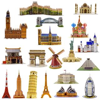 Mô hình đồ chơi lắp ráp nhà trắng /tháp Eiffel 3d bằng giấy carton DIY giáo dục cho trẻ