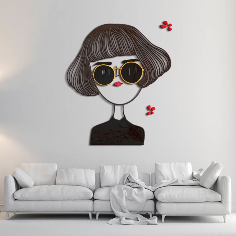 Tranh dán tường mica 3d decor khổ lớn cô gái sành diệu Nhiều Size - EPeBen