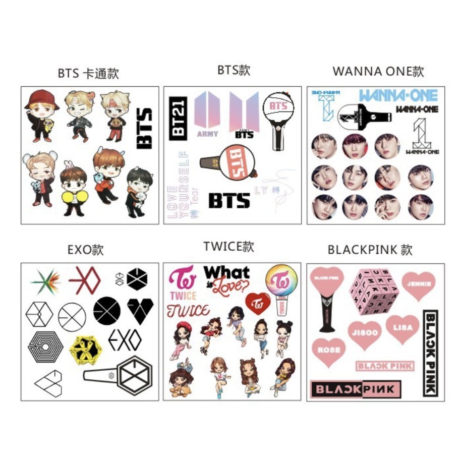 Sticker Dán điện thoại, máy tính ... Bangtan, BLACK PINK, EXO, GOT7, WANNA-ONE SEVENTEEN TWICE