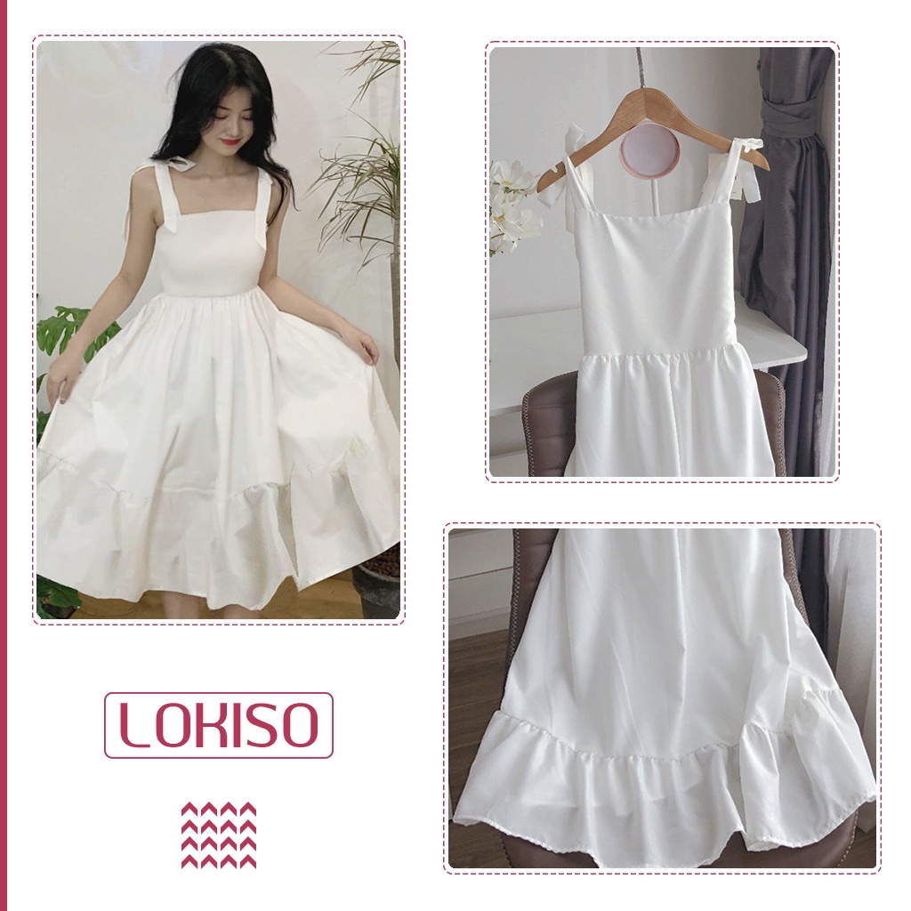 Đầm babydoll ulzzang trắng nữ 2 dây dáng dài LOKISO VD01 | BigBuy360 - bigbuy360.vn