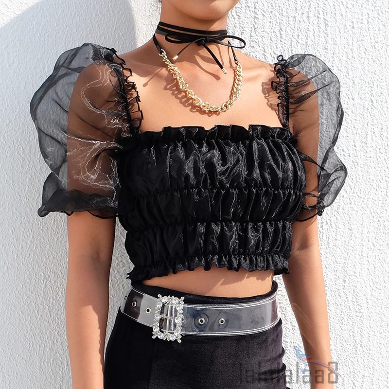 Áo Croptop tay phồng phong cách vintage | BigBuy360 - bigbuy360.vn