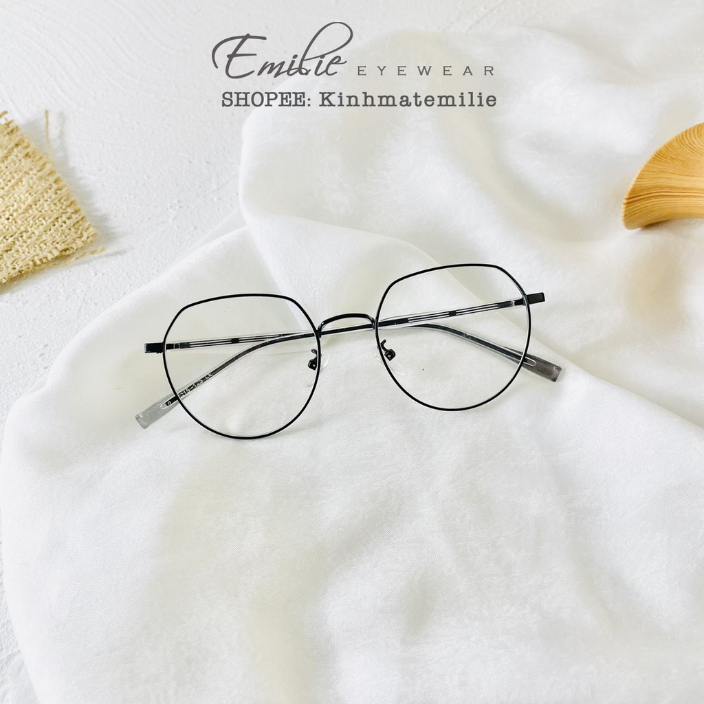 Kính gọng mảnh tròn bầu nam nữ Emilie eyewear chất liệu kim loại phụ kiện thời trang 9119