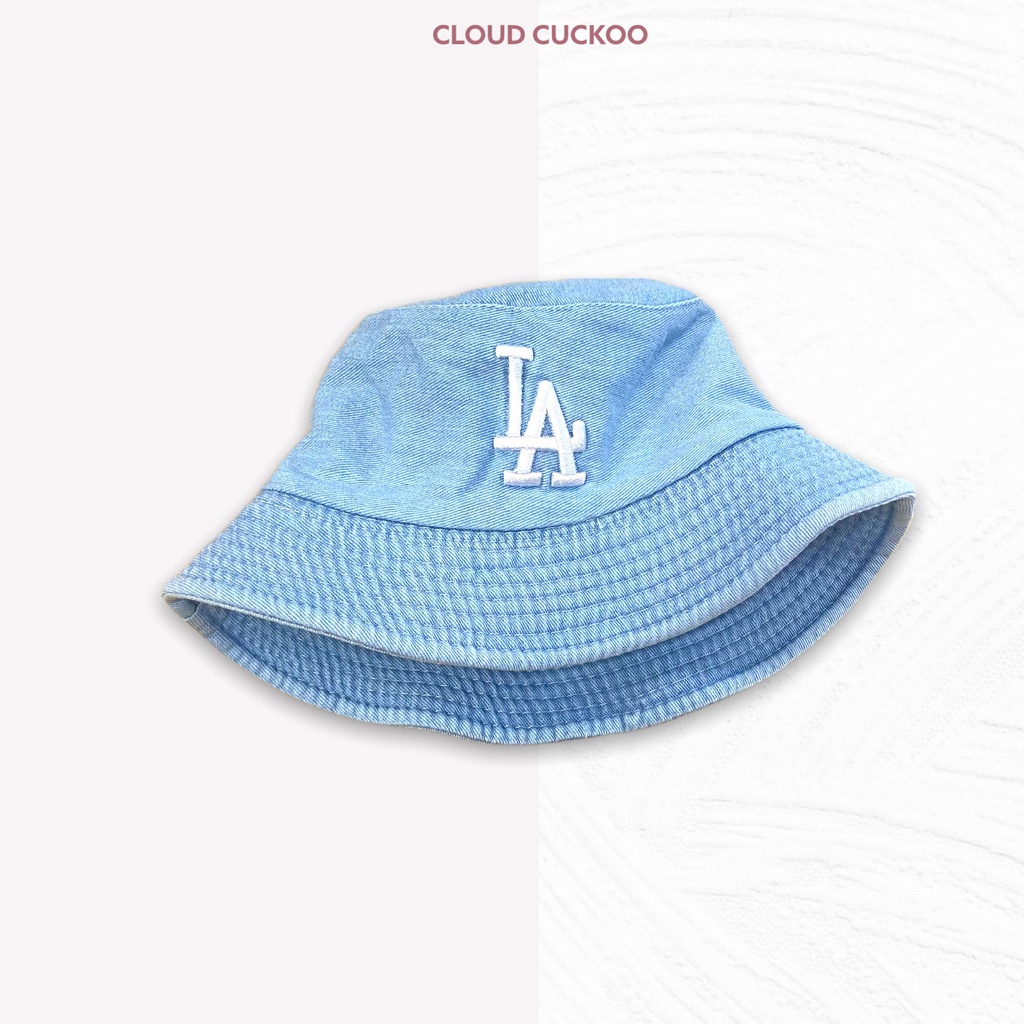 Mũ Bucket Bò Jeans Thêu Chữ 2 Mặt Phong Cách Hàn Quốc.