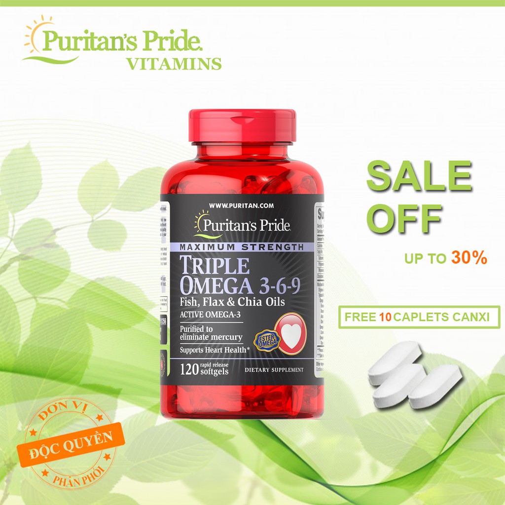 Omega 369 đẹp da, tăng cường hệ miễn dịch  Premium Maximum Strength Triple Omega 120 viên