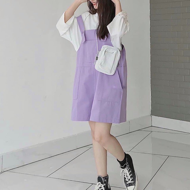 Yếm kaki túi ngực hot trend - Yếm nữ màu tím chất đẹp | BigBuy360 - bigbuy360.vn