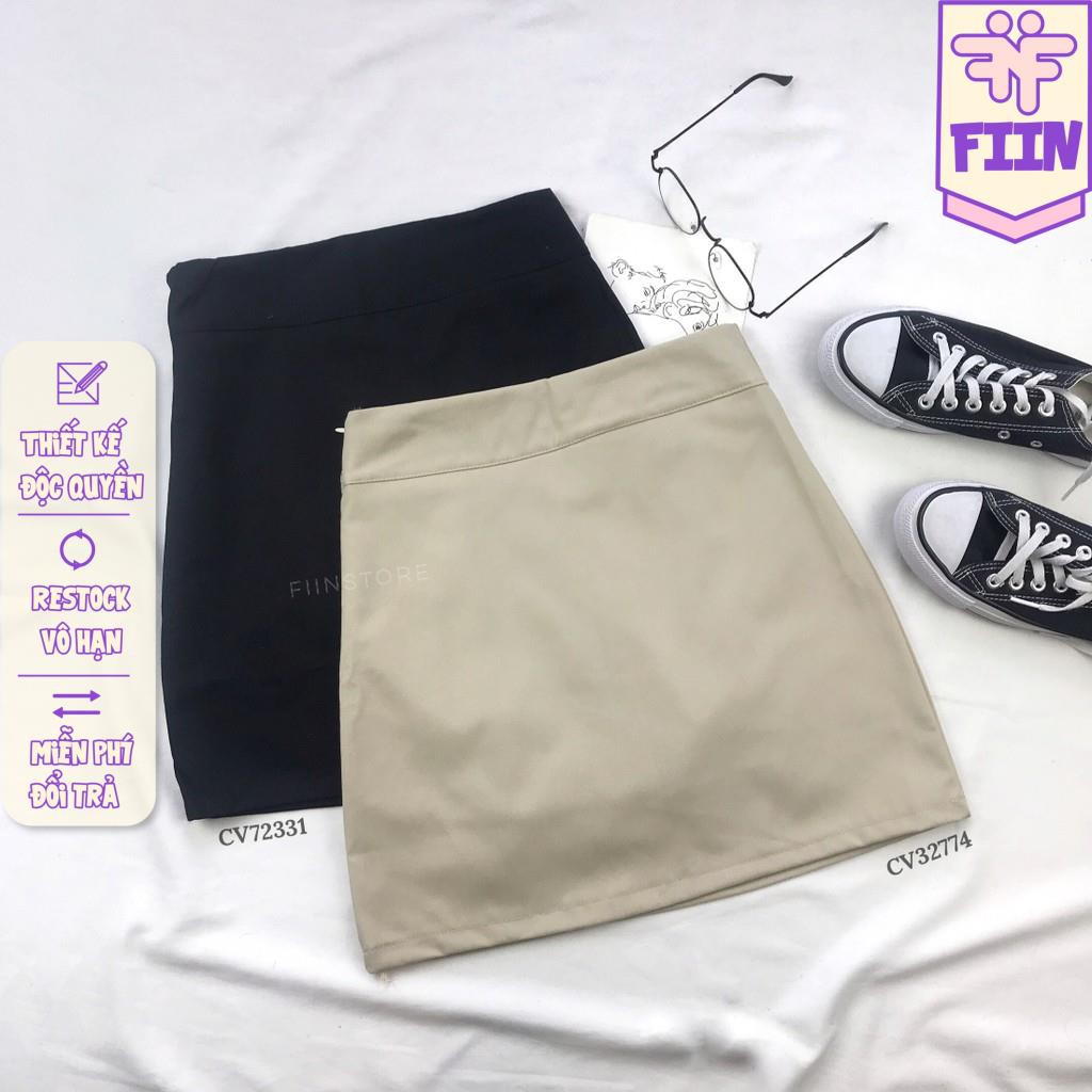 Chân váy suông Kaki Đen/Be nhạt - Đủ 2 size M, L (có ảnh feedback ở cuối) - Fiinstore
