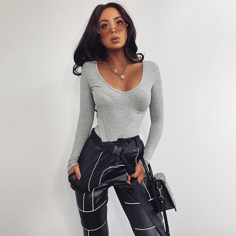 Áo Thun Tay Dài Cổ Trái Tim Màu Sắc Quyến Rũ Phong Cách Âu Mỹ 2020 Cho Nữ