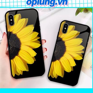 ỐP LƯNG IPHONE KÍNH CƯỜNG LỰC HÌNH HOA HƯỚNG DƯƠNG dành cho iphone 6 6s 7 8 7plus 8 plus x xs xsmax k136
