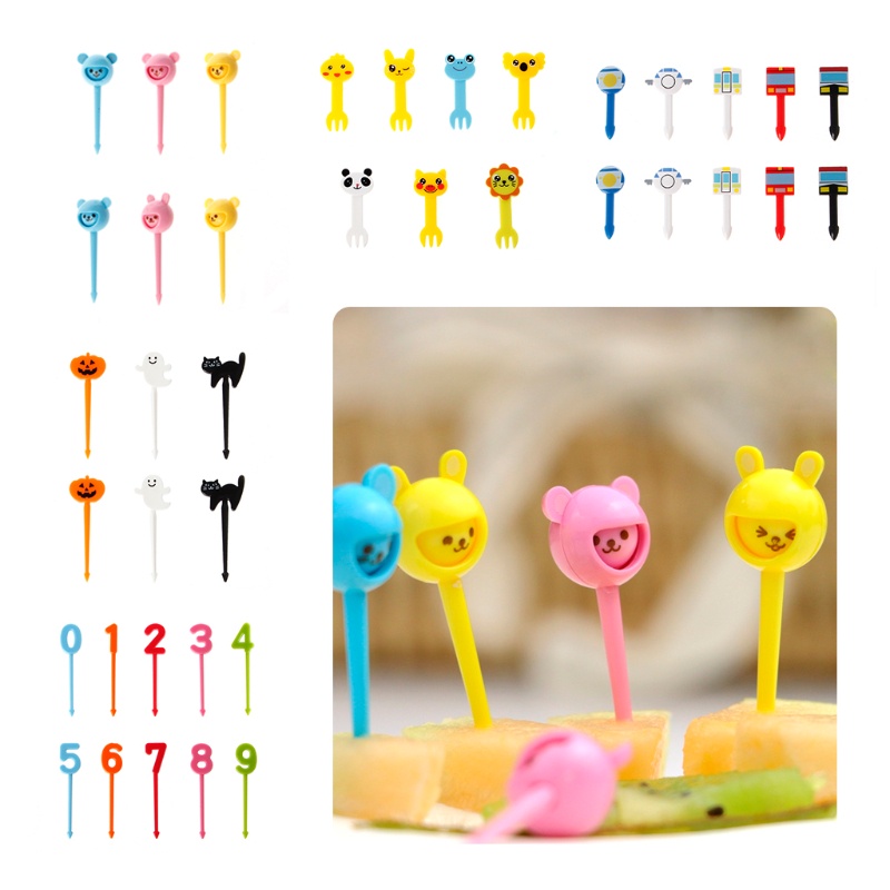 Bộ Nĩa Ăn Trái Cây Bằng Nhựa Hình Động Vật Hoạt Hình Dễ Thương