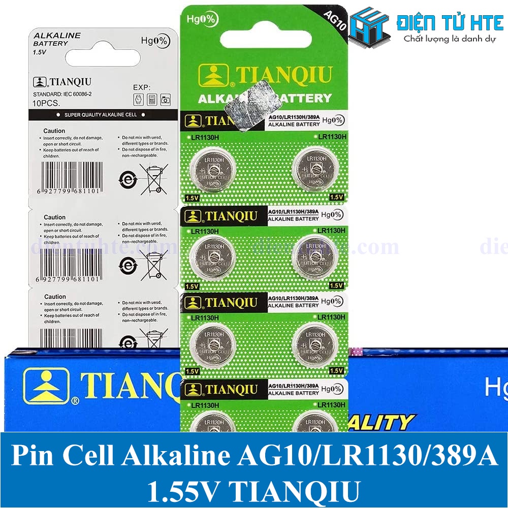 Bộ 4 viên Pin TIANQIU LR1130 AG10 1.55V Alkaline (Trong vỉ)