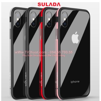 Ốp lưng iPhone X/ XS SULADA kính trong suốt viền kim loại dẻo