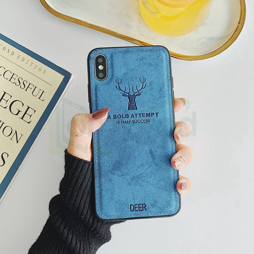 BR Ốp điện thoại TPU chống sốc bọc vải họa tiết hươu cho iPhone 12 11 Pro Max XR XS MAX X 7 8 6 6S Plus SE 2020