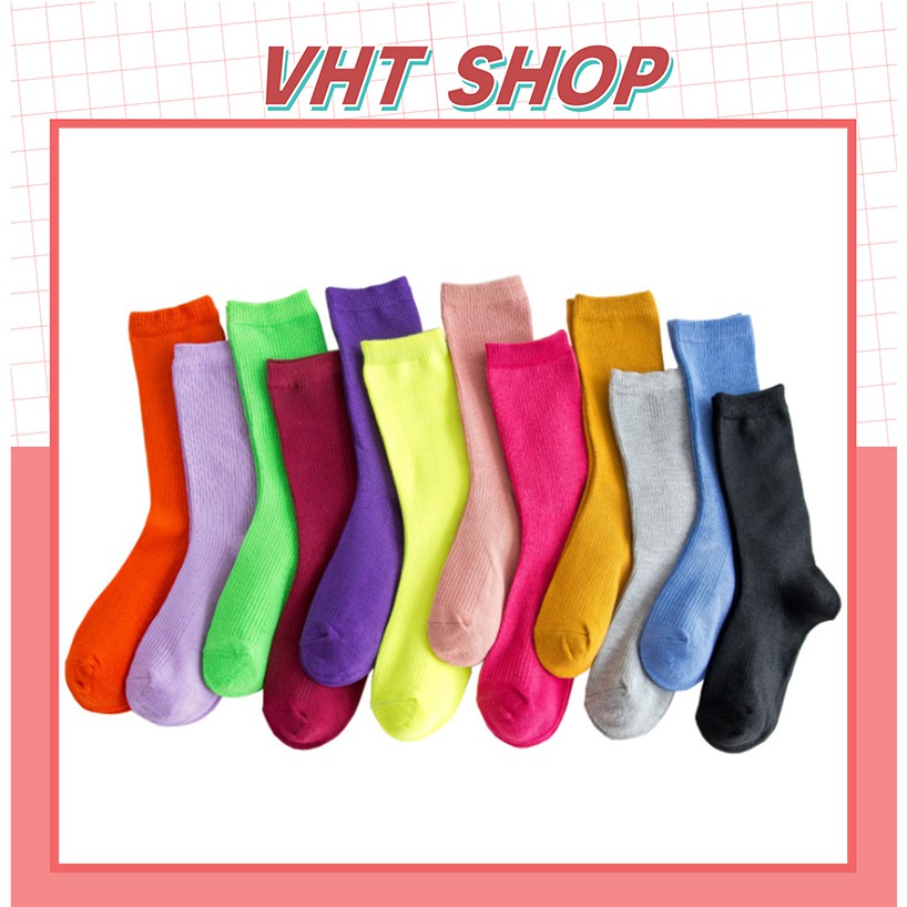 Tất cổ cao, vớ cổ cao nữ nhún vải cotton co giãn phong cách cao cổ Hàn Quốc TC25 - VHT SHOP