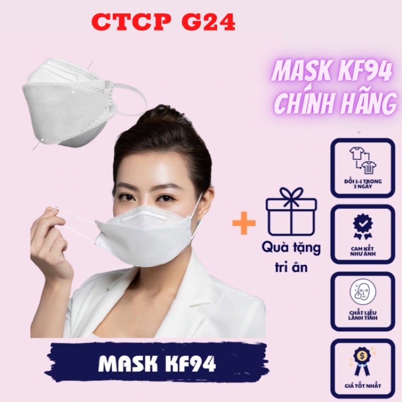 Khẩu Trang 50 Cái KF94 Mask Ba Màu XÁM / TRẮNG / XANH Tiêu Chuẩn Hàn Quốc