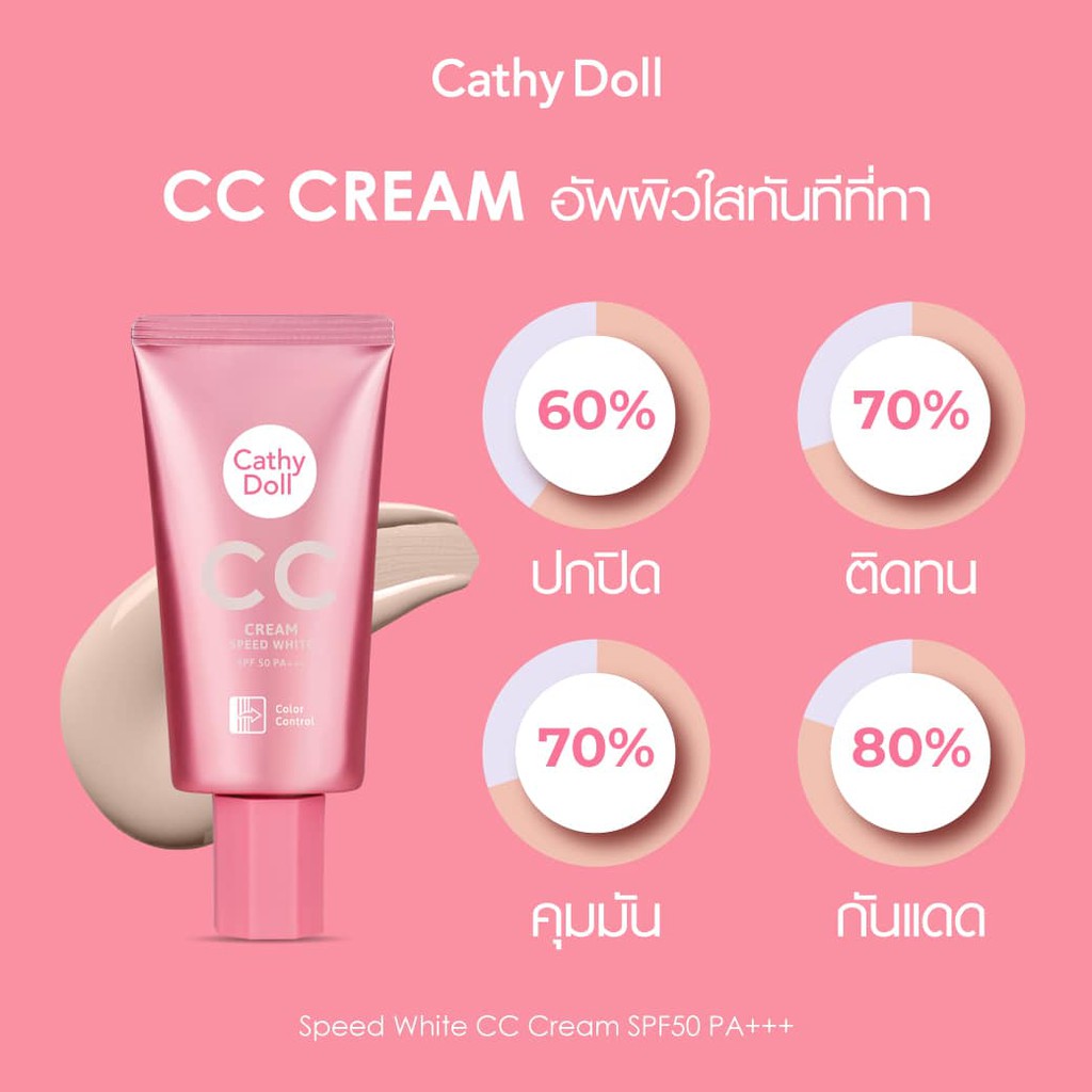 Kem Nền Cathy Doll Speed White CC Cream Giúp Trắng Da Dưỡng Ẩm SPF50 PA+++