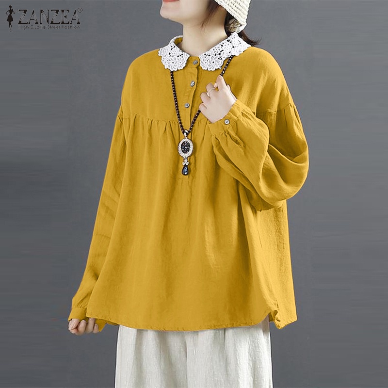 Áo ZANZEA dài tay phối ren gợi cảm cho nữ