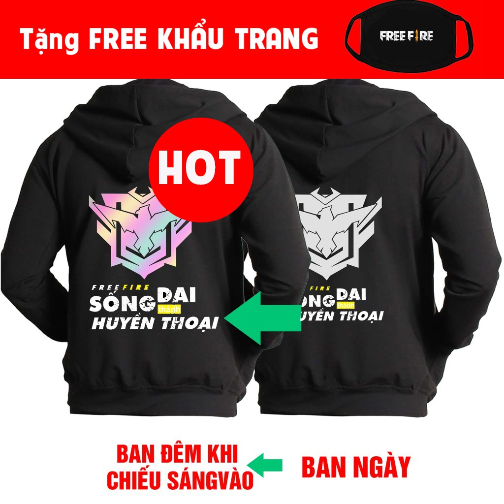 🔥BÁN CHẠY🔥 Áo khoác Free Fire rank huyền thoại phản quang 7 màu tặng kèm bịt mặt cực chất