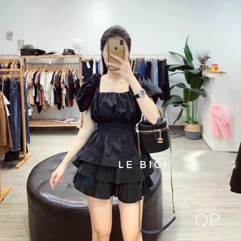 Áo Sơ Mi cổ Vuông Tay Bồng