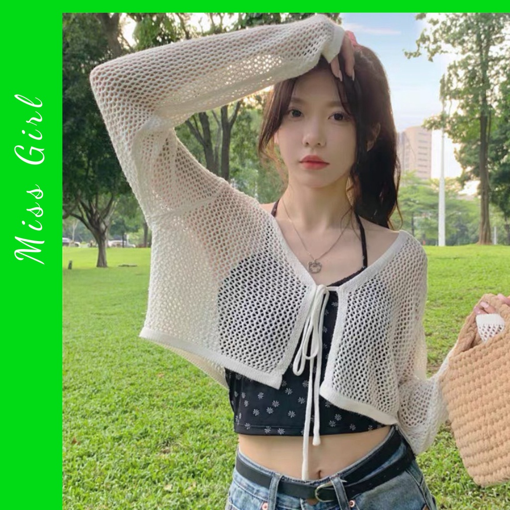Áo khoác lưới buộc dây tay dài hottrend 2022- Missgril