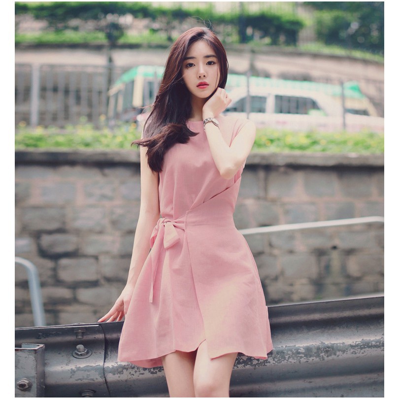 Đầm Sát Nách Chất Cotton Phối Nơ Nữ Tính | BigBuy360 - bigbuy360.vn