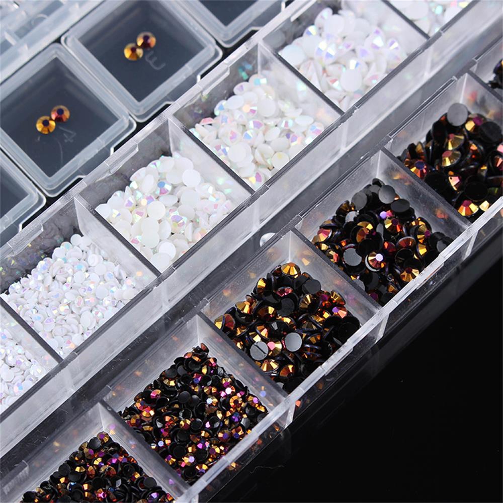 [Hàng mới về] Bộ đá đính trang trí móng tay 3D màu trắng và đen thời trang kèm bút đính đá làm đẹp