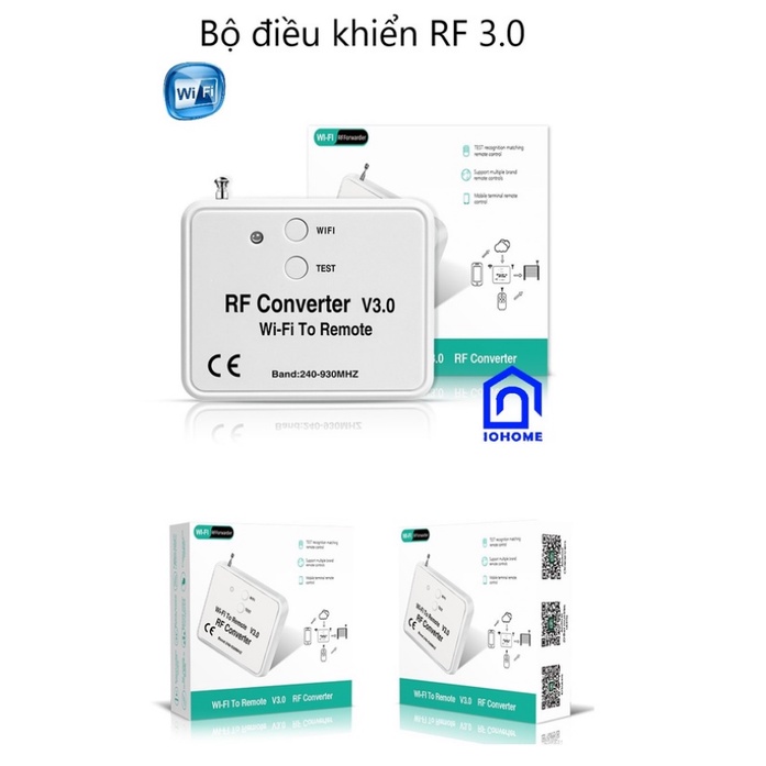 Bộ điều khiển cửa cuốn RF V3.0. Đa tần số 240-930Mhz- điều khiển bằng điện thoại kết nối wifi, bluetooth - Chuyển đổi RF