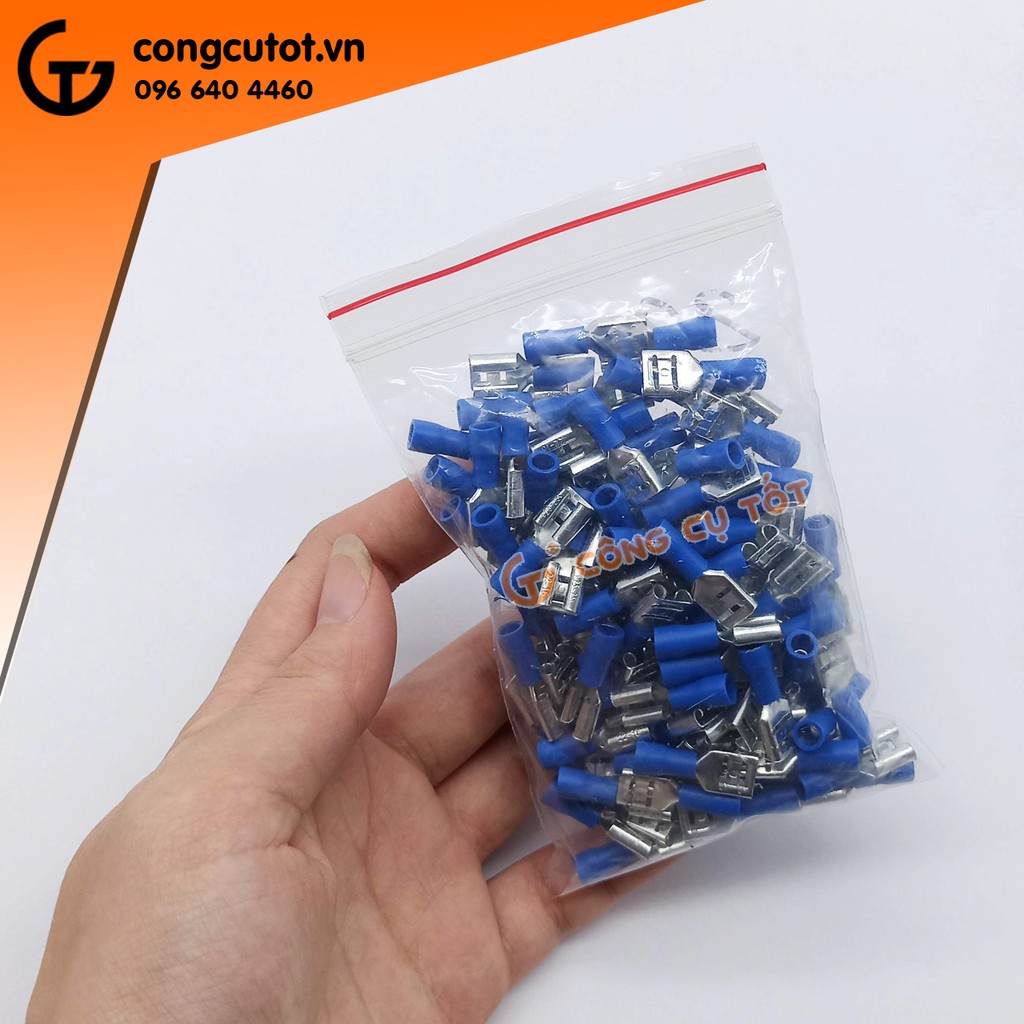 Túi 100 đầu cos ghim capa cái FDD 1.25-250 bọc nhựa xanh