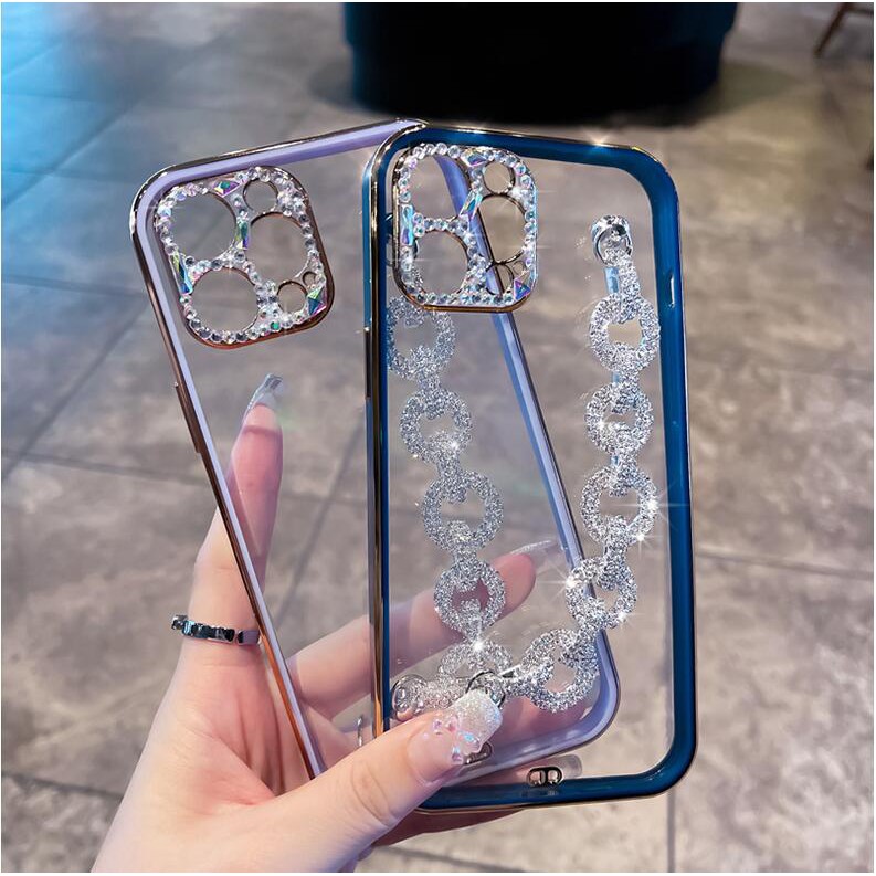 Ốp Điện Thoại Đính Kim Cương Giả Lấp Lánh Bảo Vệ camera Cho iphone 12 pro 14 13 12 11 pro max xr xs 8 plus