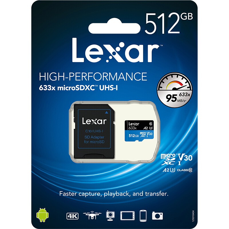 Thẻ nhớ microSDXC Lexar 633x C10,95MB/s 512GB