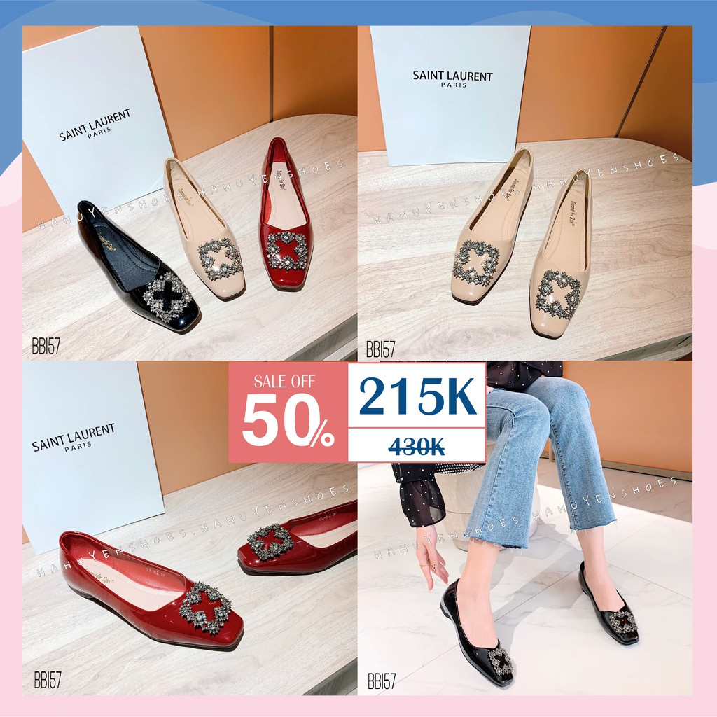 Bệt nữ HHS bóng mũi vuông đá 4 cánh Hà Huyền Shoes - BB157